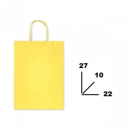BORSA CARTA COLOR MIS.22+10x27cm GIALLO 757