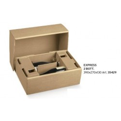 SCATOLA EXPRESS 2 BOTTIGLIE 39x27x13cm AVANA LISCIA