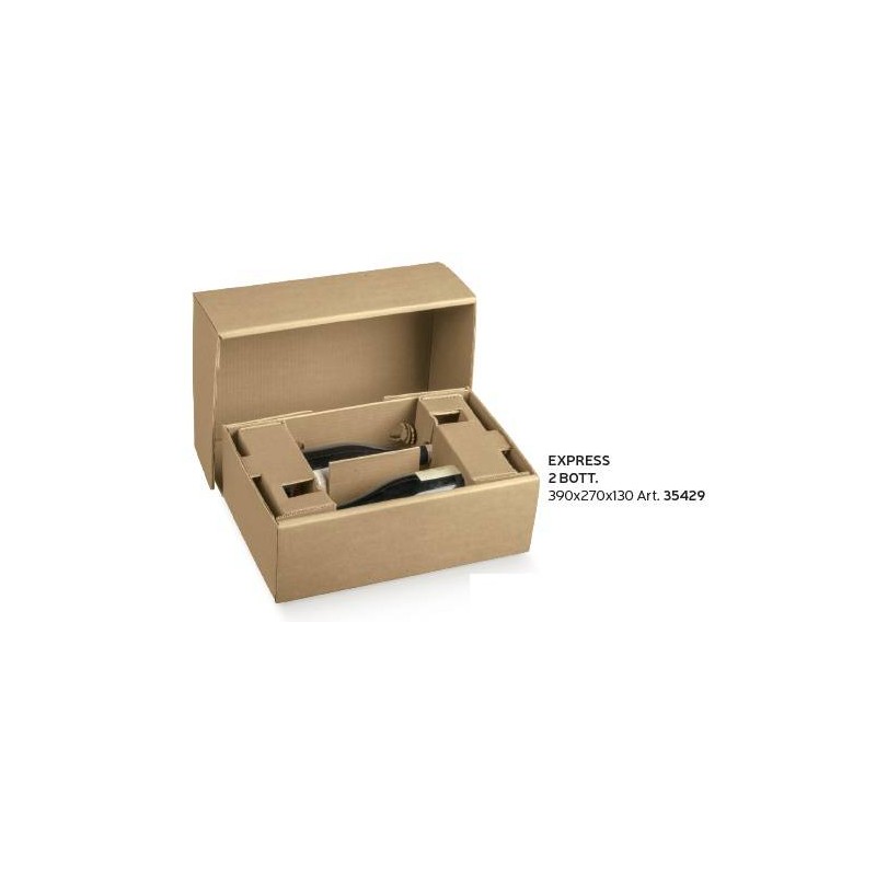 SCATOLA EXPRESS 2 BOTTIGLIE 39x27x13cm AVANA LISCIA