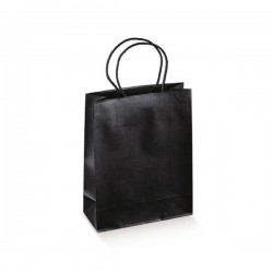 SHOPPER SETA NERO MANICO CORDA C/FONDO SEP. 19x9x38