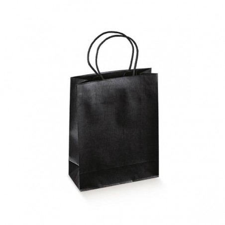 SHOPPER SETA NERO MANICO CORDA C/FONDO SEP. 19x9x38