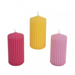 CANDELA RIGATA ø6x12cm 3COLORI ASS.TI 1pz