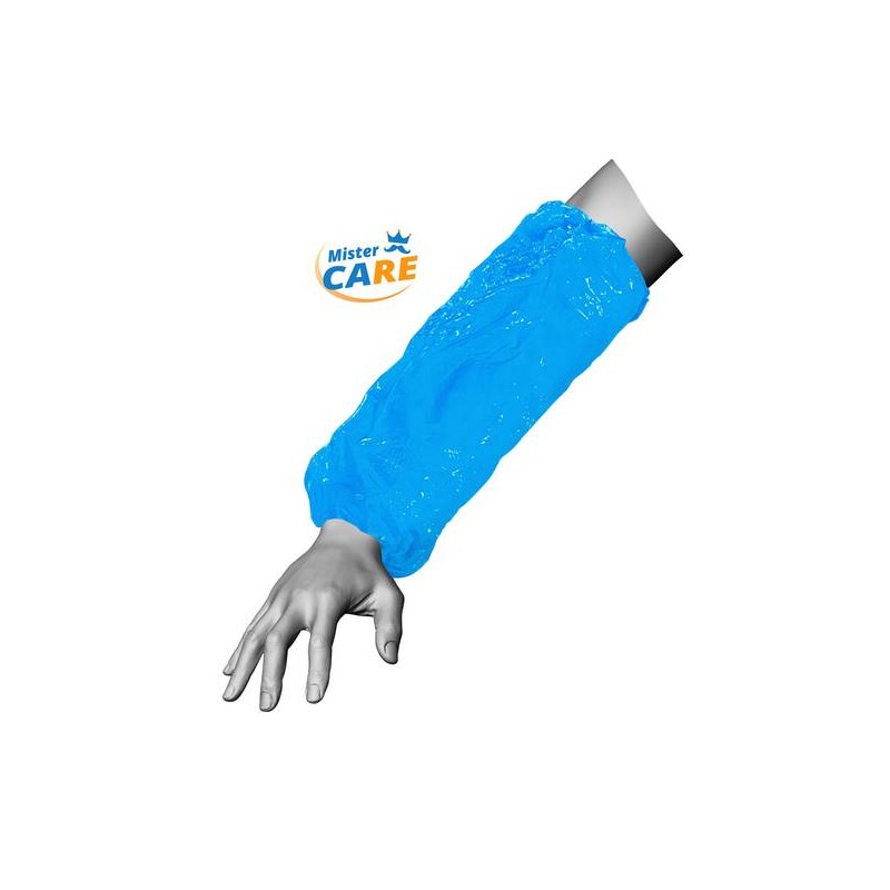 Mr.Care - MANICOTTO HEAVY LDPE C/ELASTICI MM 30my AZZURRO 100pz