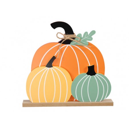 DECORAZIONE LEGNO CON ZUCCHE COLORATE 27,5x25,5cm