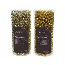 GHIRLANDA PERLE PLASTICA ORO CHAMPAGNE ASSORTITA 9mt
