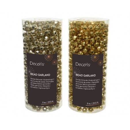 GHIRLANDA PERLE PLASTICA ORO CHAMPAGNE ASSORTITA 9mt