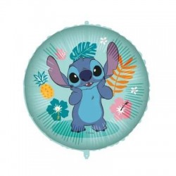 PALLONE MYLAR TONDO 45cm STITCH HAWAII