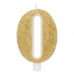 CANDELINA NUMERO 0 GLITTER ORO 9,5cm