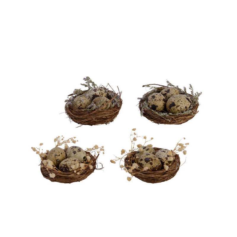 NIDO UCCELLINI NATURAL C/UOVO e fiori 8x8x4cm 2ass.ti 2pz