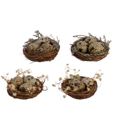 NIDO UCCELLINI NATURAL C/UOVO e fiori 8x8x4cm 2ass.ti 2pz