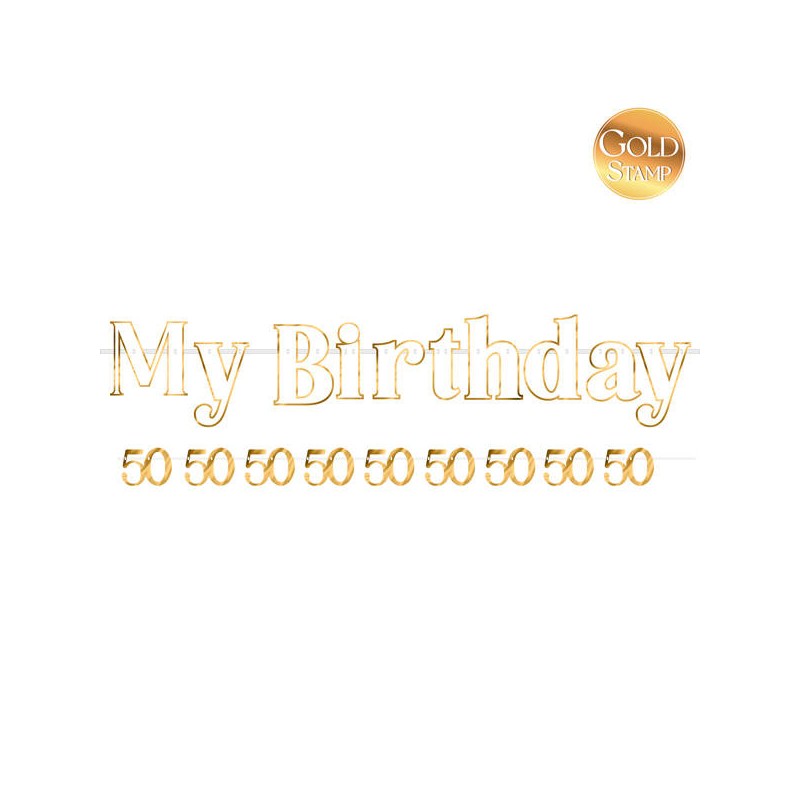 FESTONE HAPPY BIRTHDAY 50 BIANCO/ORO 110cm 90cm