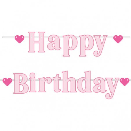 FESTONE HAPPY BIRTHDAY PINK 80cm 100cm