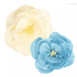 FIORI IN CARTA ø40/50cm AZZURRO/AVORIO 2pz
