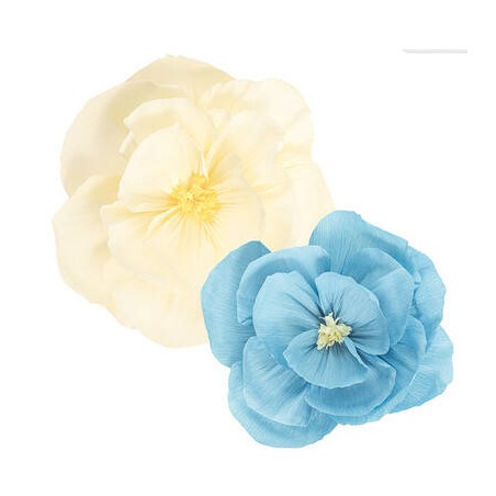 FIORI IN CARTA ø40/50cm AZZURRO/AVORIO 2pz
