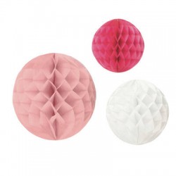 SFERE IN CARTA NIDO D'APE 20/25/30cm ROSA ASS.TI 3pz