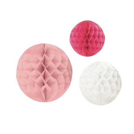 SFERE IN CARTA NIDO D'APE 20/25/30cm ROSA ASS.TI 3pz