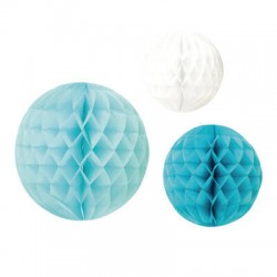 SFERE IN CARTA NIDO D'APE 20/25/30cm AZZURRO ASS.TI 3pz