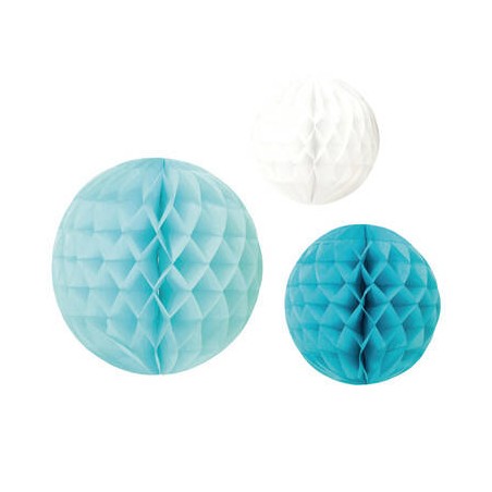 SFERE IN CARTA NIDO D'APE 20/25/30cm AZZURRO ASS.TI 3pz
