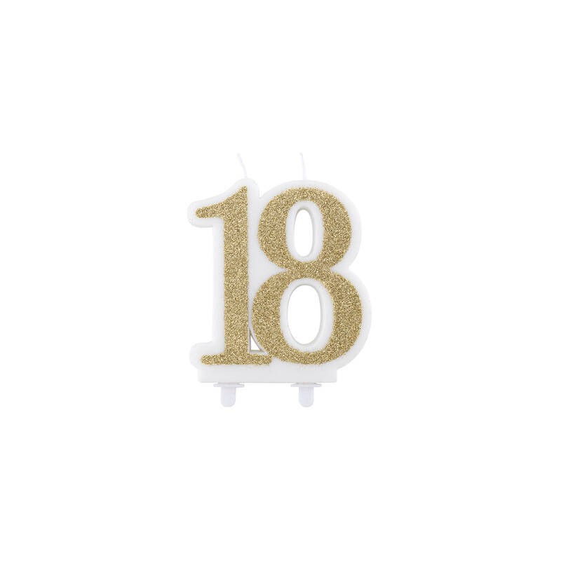 CANDELA 18 ORO GLITTER 12cm