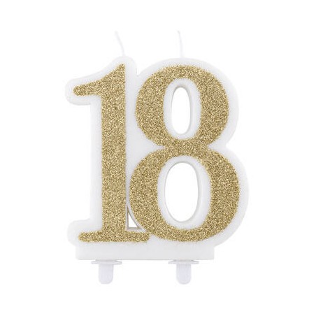 CANDELA 18 ORO GLITTER 12cm