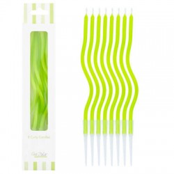 CANDELINE STELO CURLY 12,5cm VERDE LIME 8pz