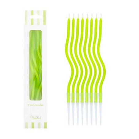 CANDELINE STELO CURLY 12,5cm VERDE LIME 8pz