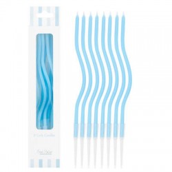 CANDELINE STELO CURLY 12,5cm AZZURRO 8pz