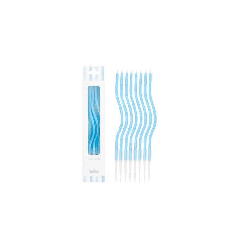 CANDELINE STELO CURLY 12,5cm AZZURRO 8pz