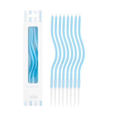 CANDELINE STELO CURLY 12,5cm AZZURRO 8pz