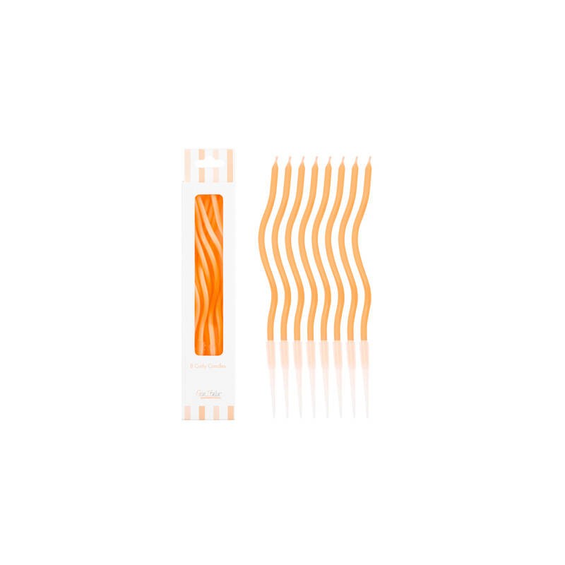 CANDELINE STELO CURLY 12,5cm ARANCIO 8pz