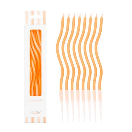 CANDELINE STELO CURLY 12,5cm ARANCIO 8pz