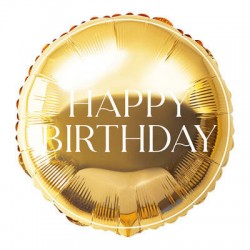PALLONE MYLAR TONDO 45cm HAPPY BIRTHDAY ORO