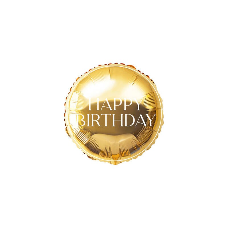 PALLONE MYLAR TONDO 45cm HAPPY BIRTHDAY ORO