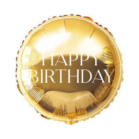 PALLONE MYLAR TONDO 45cm HAPPY BIRTHDAY ORO