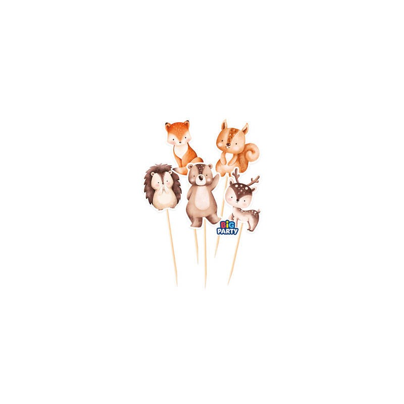 MINI CAKE TOPPER SAGOMATI WOOD ANIMALS 5pz