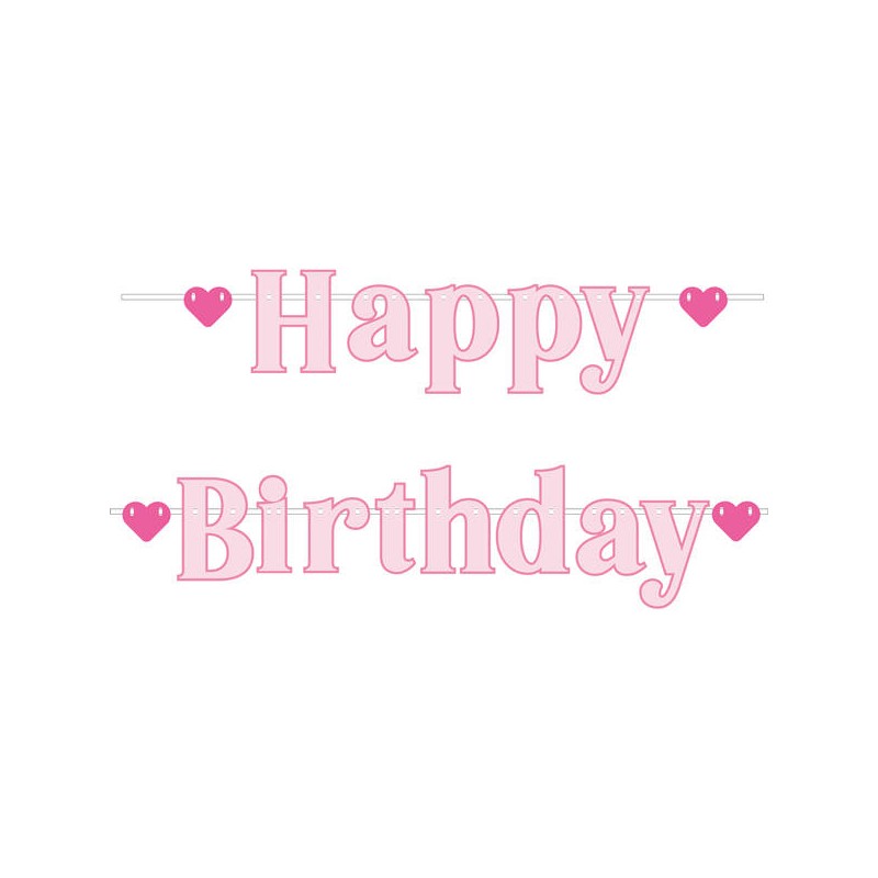 FESTONE HAPPY BIRTHDAY PINK 80cm 100cm