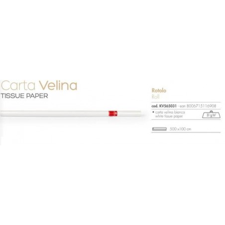 CARTA VELINA 31gr BIANCA ROTOLO 1x5mt REX