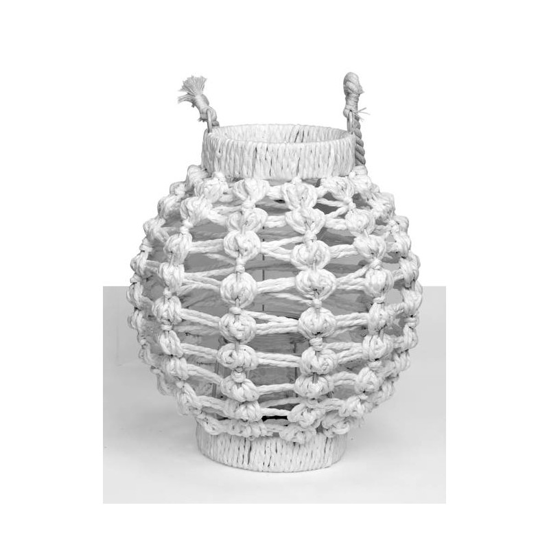 LANTERNA IN CORDA BIANCO 24x24x27cm