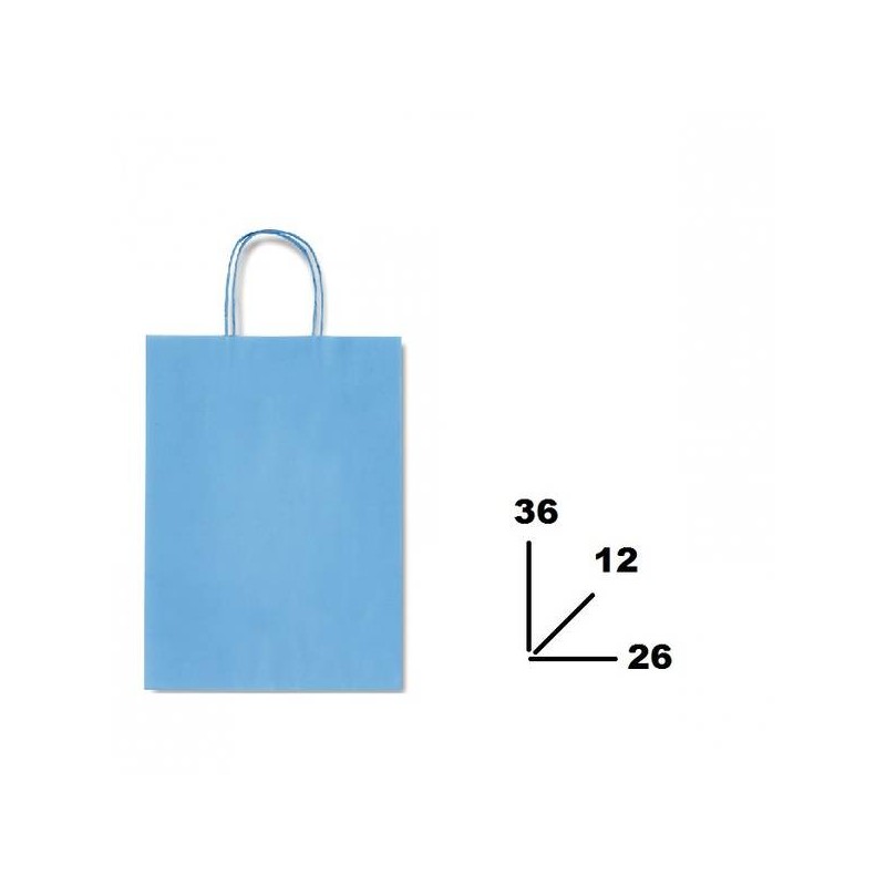 BORSA CARTA COLOR MIS.26+12x36cm AZZURRO 744