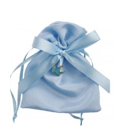 SACCHETTO AZZURRO 9x12cm C/APP CROWN BOY 12pz