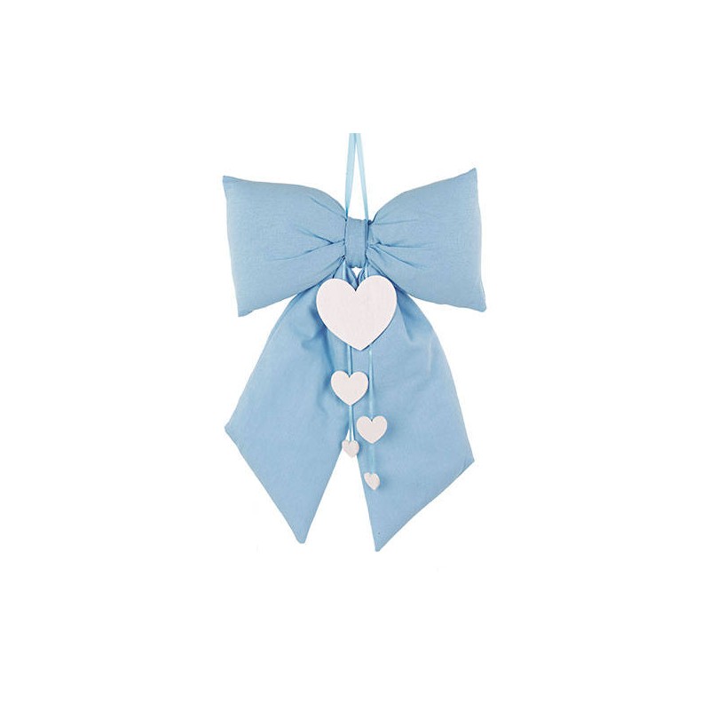 FIOCCO CELESTE IMBOTTITO C/CUORI 30x50cm