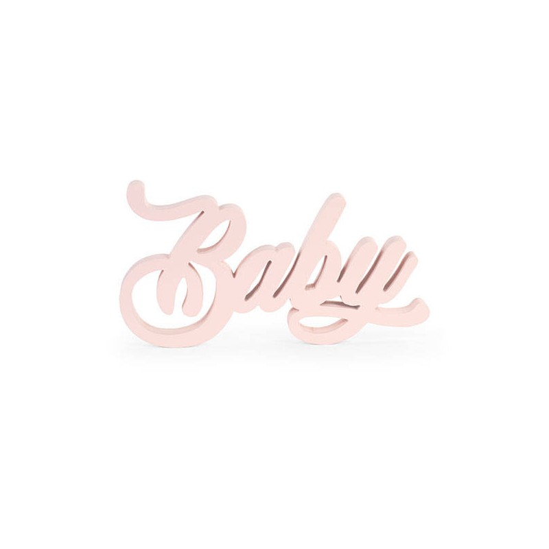 SCRITTA LEGNO BABY ROSA 38x20x3cm