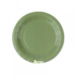 PIATTI DESSERT ECOLOR BIODEGRADABILI 18cm VERDE OLIVA 25pz