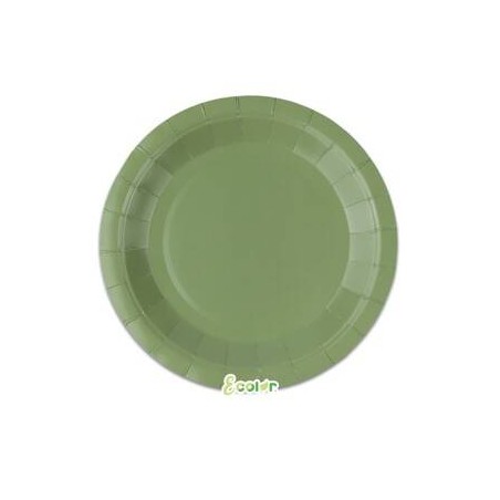 PIATTI DESSERT ECOLOR BIODEGRADABILI 18cm VERDE OLIVA 25pz