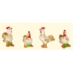 GALLI E GALLINE IN RESINA 3,5x2x4cm 4ass. 1PZ