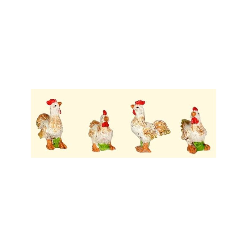 GALLI E GALLINE IN RESINA 3,5x2x4cm 4ass. 1PZ
