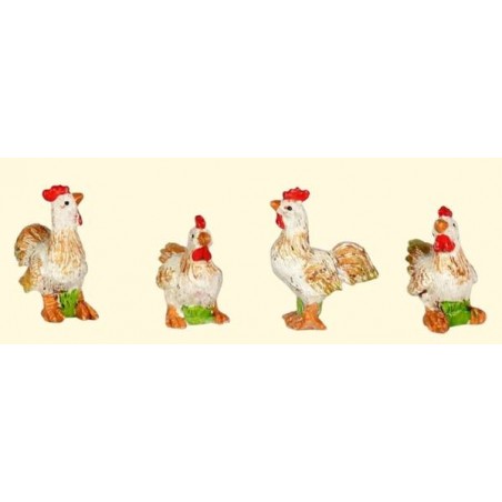 GALLI E GALLINE IN RESINA 3,5x2x4cm 4ass. 1PZ