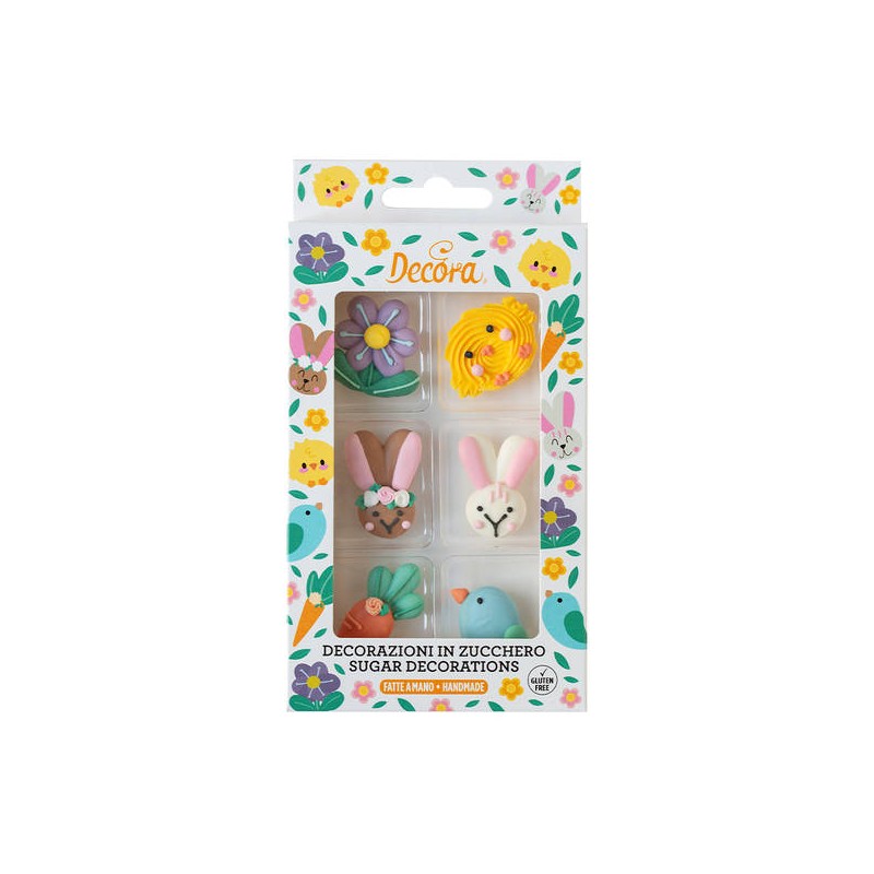 DECORAZIONI IN ZUCCHERO HAPPY EASTER 6pz