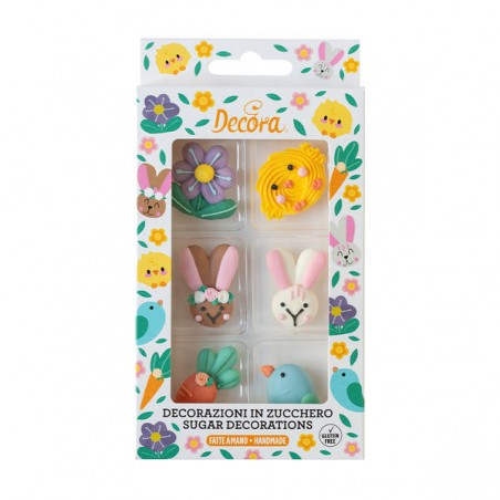 DECORAZIONI IN ZUCCHERO HAPPY EASTER 6pz
