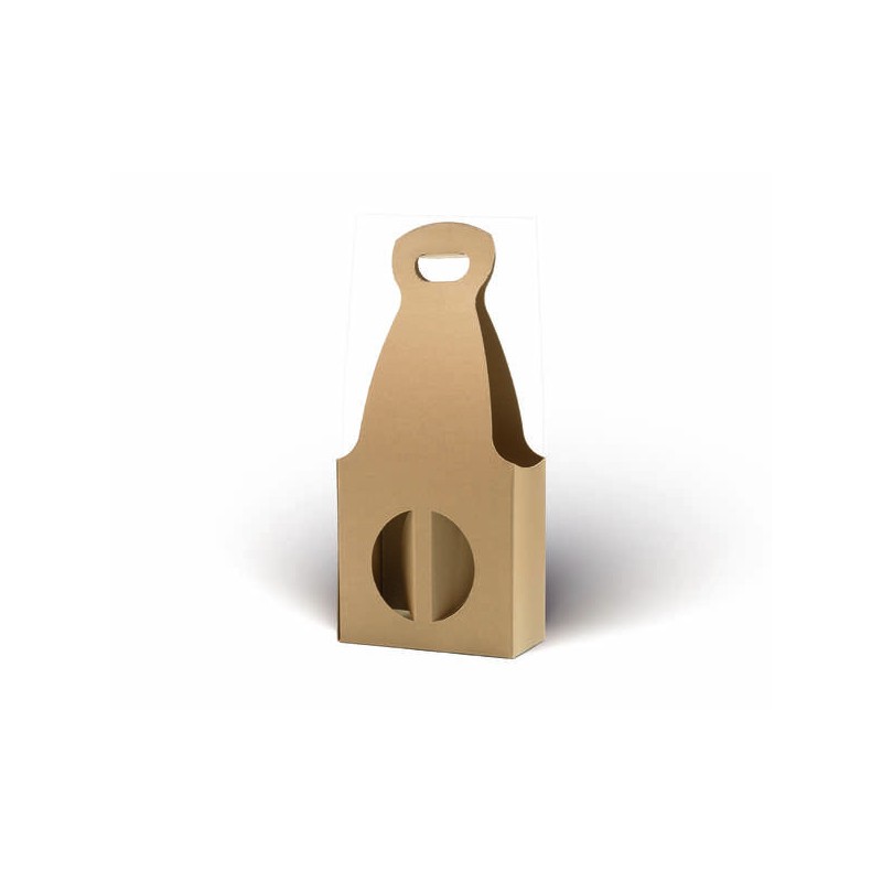 SCATOLA PORTA 2 BOTTIGLIE C/MAN. E FIN.20,5x10,5x45,5cm AVANA LISCIA